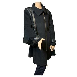 Badgley Mischka  Wool Leather Trench